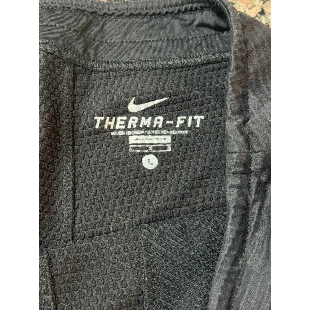 Nike Therma-FIT Mens Training Pants Gray Grid Fleece Zipper Pockets Large